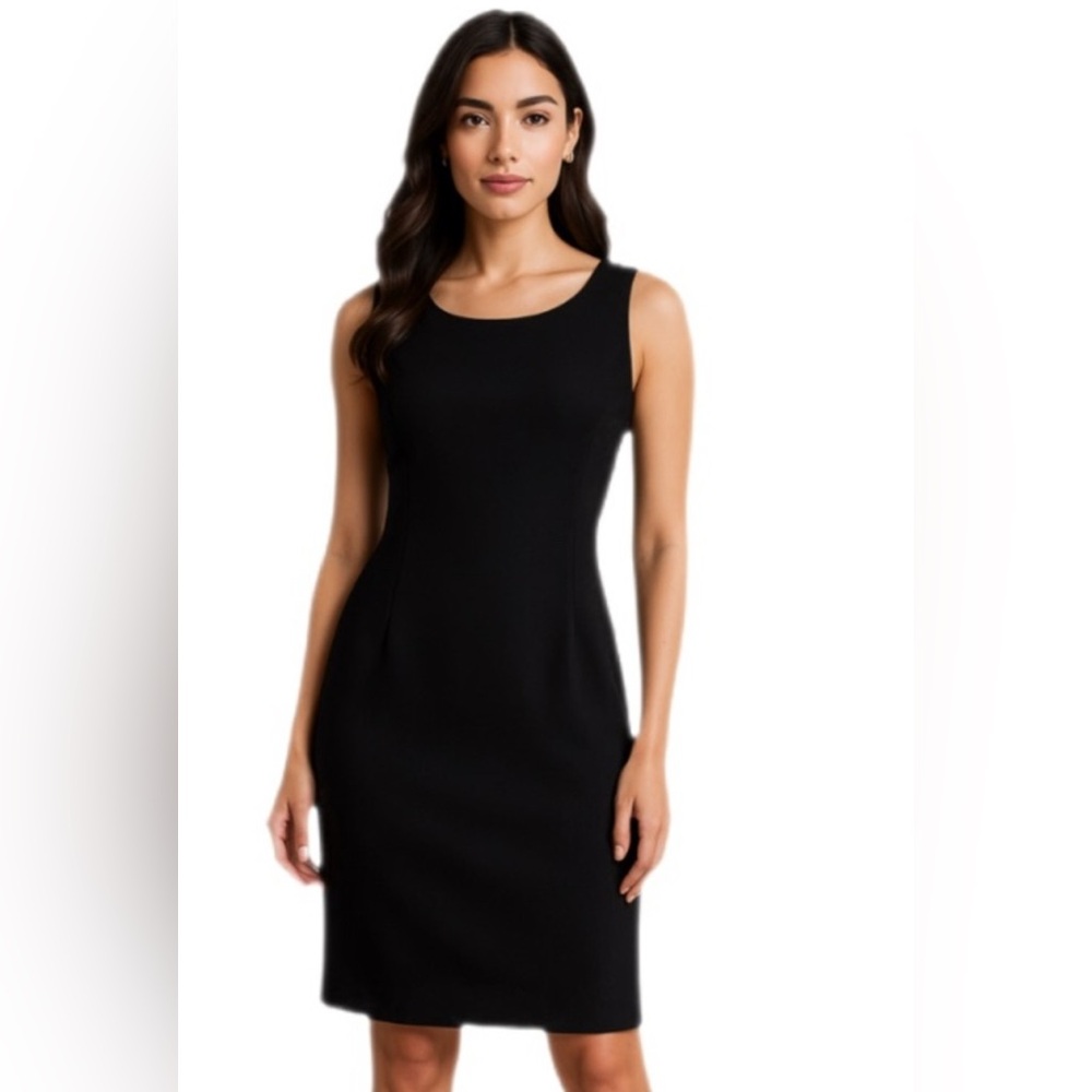 Talbots Lined Elegant Black Sleeveless Dress Size 16